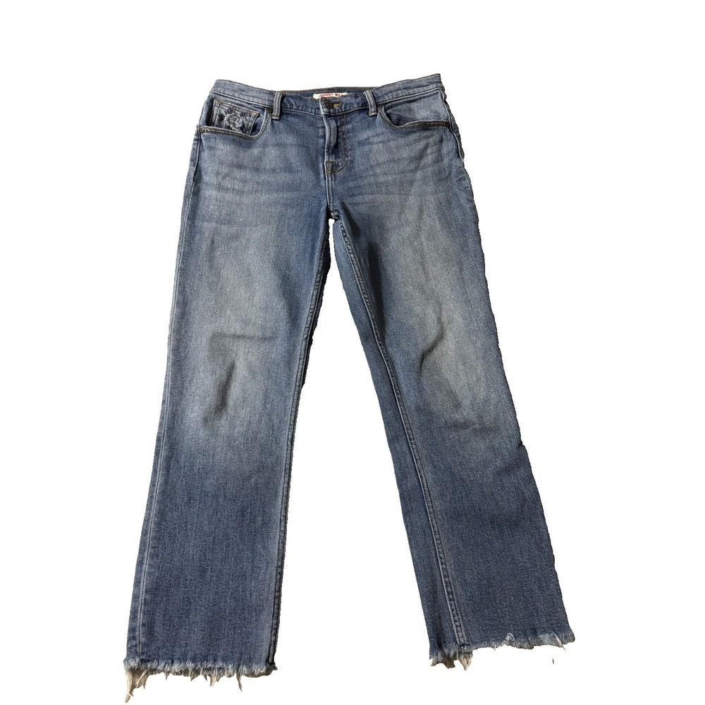 Johnny Was Women's Size 26 Light Wash Denim Cropped Floral Embroidered Jeans